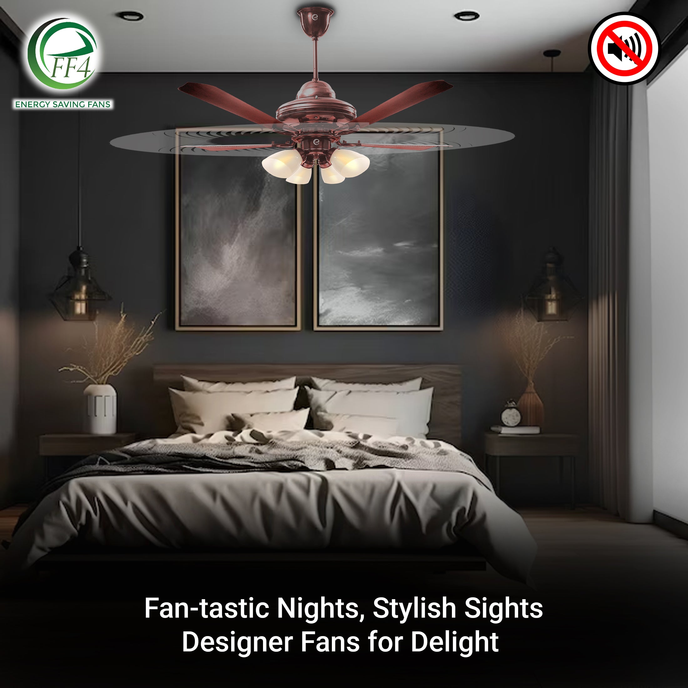 eff4 Atom 1200mm 4 star 4 blade 4 lights energy saving BLDC Ceiling fan With Remote (38W)