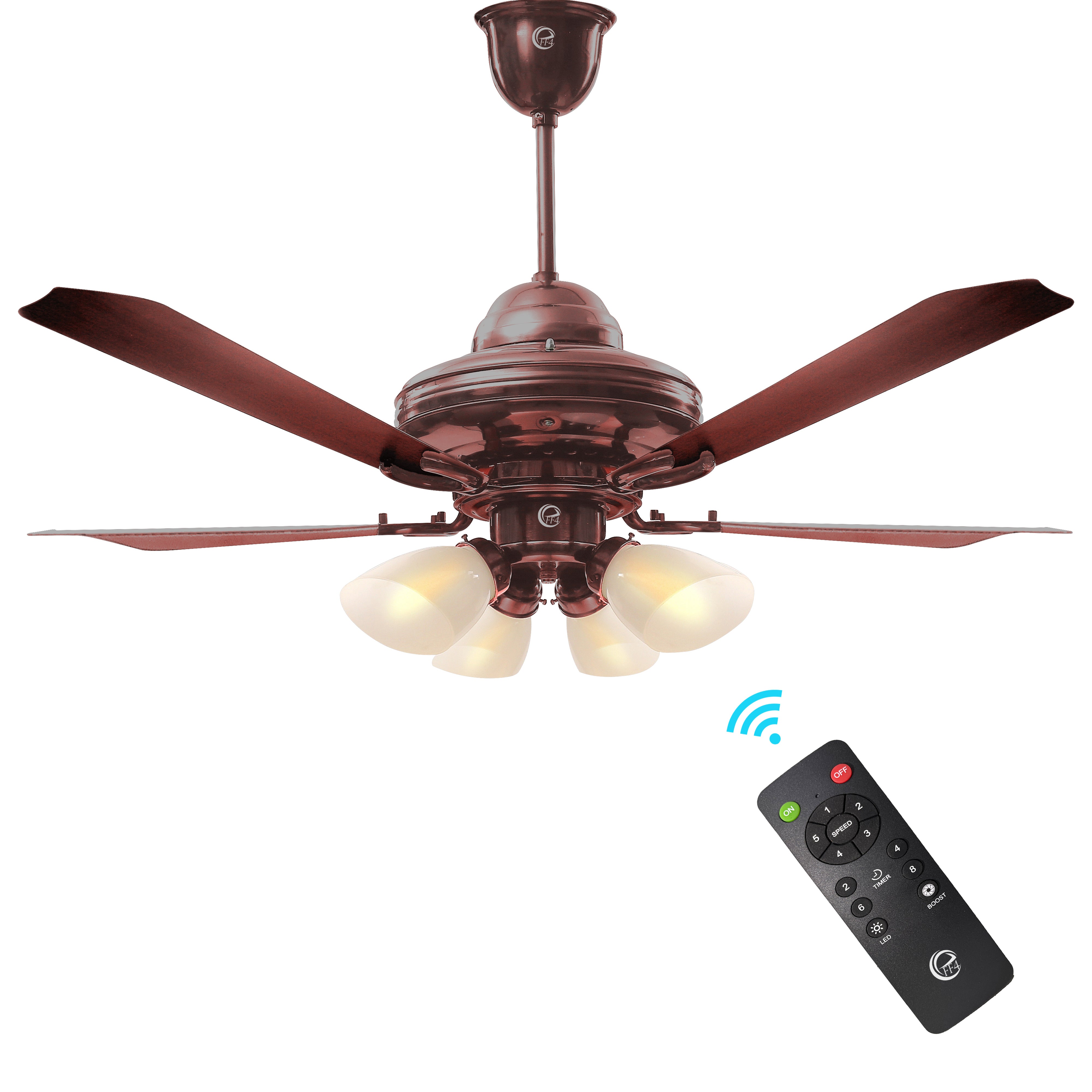 eff4 Atom 1200mm 4 star 4 blade 4 lights energy saving BLDC Ceiling fan With Remote (38W)