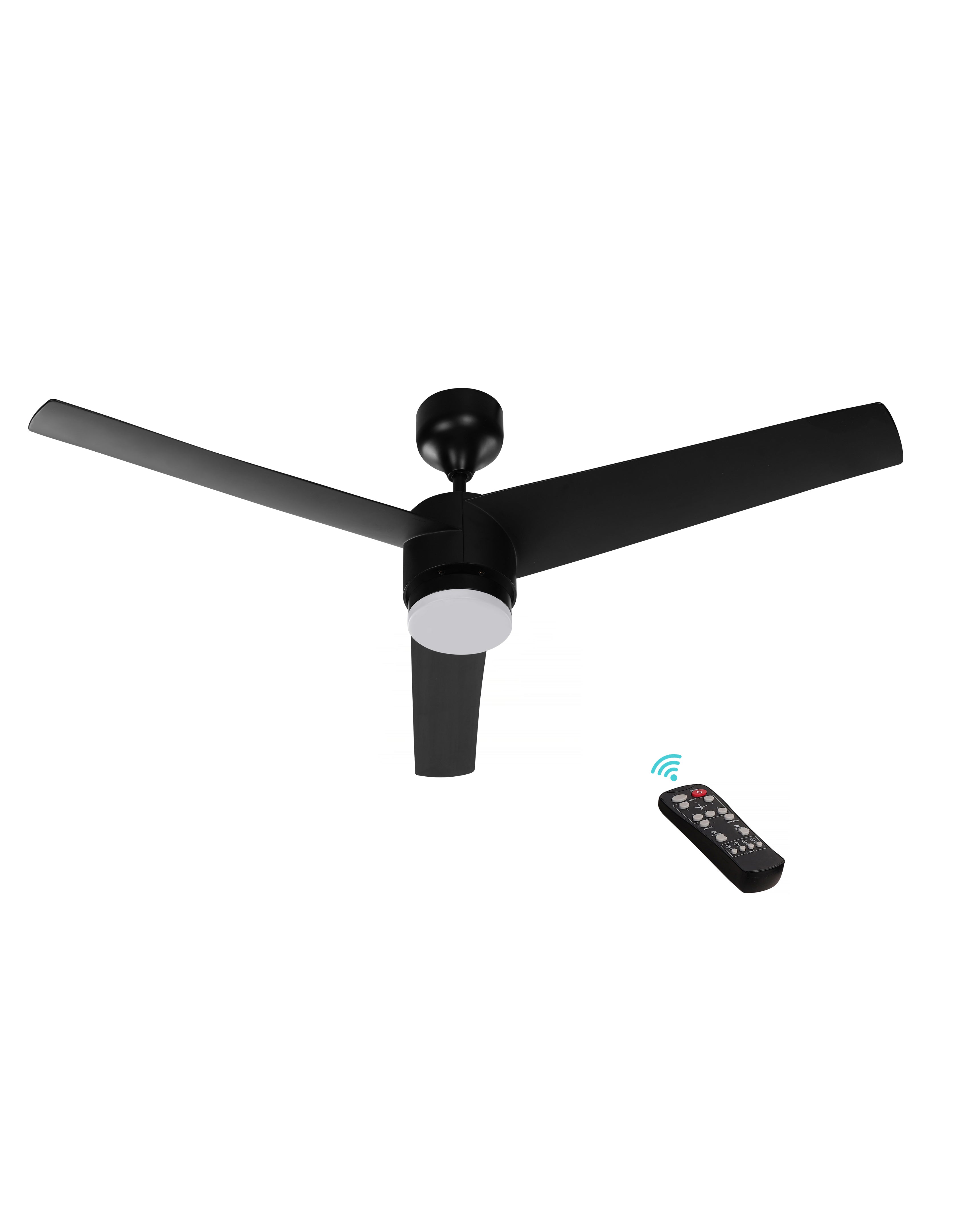 eFF4 Artistic+ 1320mm 3 blade 5 star BLDC ceiling Fan black with light & Aerodynamic ABS Blades and Remote Control, Black