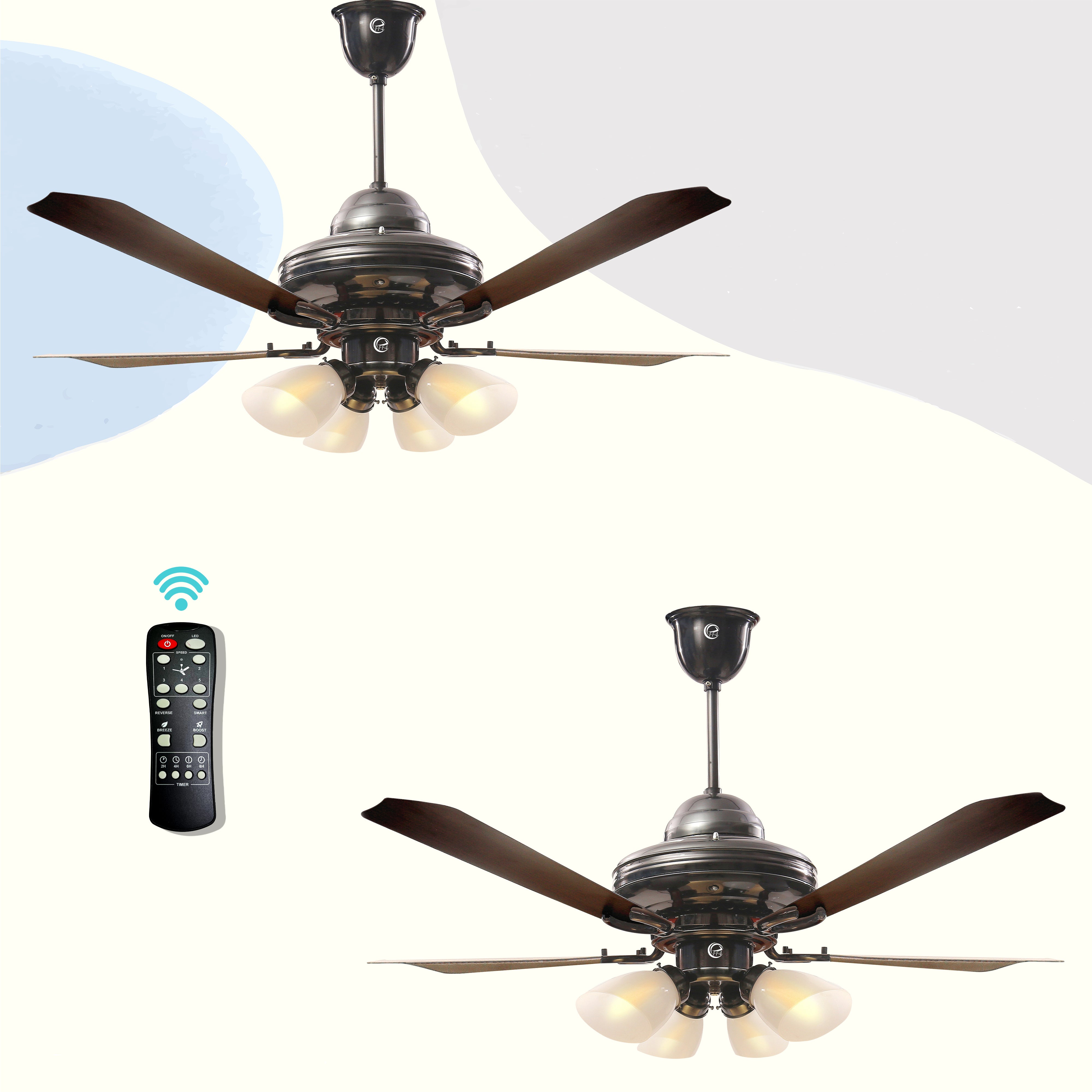 eff4 Atom 1200mm 4 star 4 blade 4 lights energy saving BLDC Ceiling fan With Remote (38W)