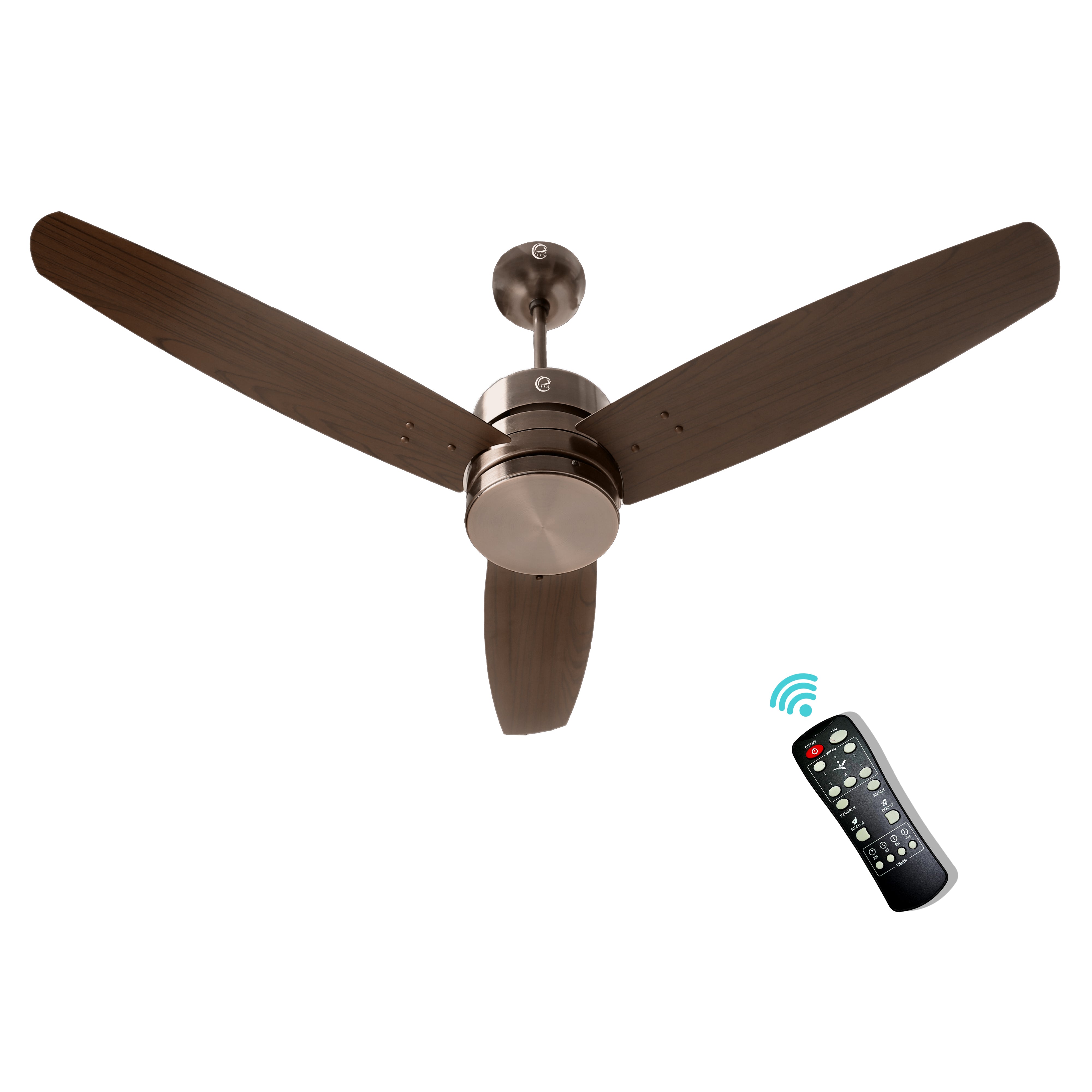 eFF4 Prosper 1200 mm 3 Blade 5 Star Ceiling Fan Remote Control with Light option (Brown, 30W)